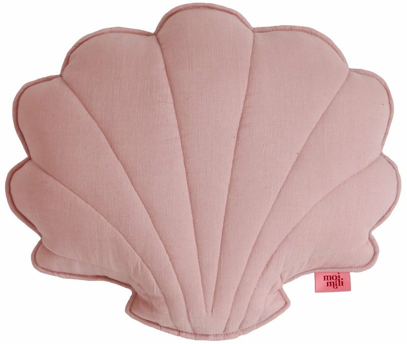 Coussin coquillage en lin rose poudré Shells - Moi Mili - The Cool Republic