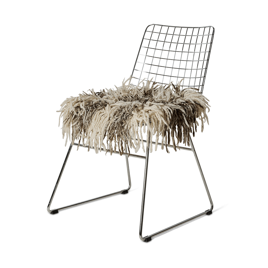 Coussin d’assise en laine ivoire et marron 48,5x41cm Shaggy Cushion - HKliving - The Cool Republic