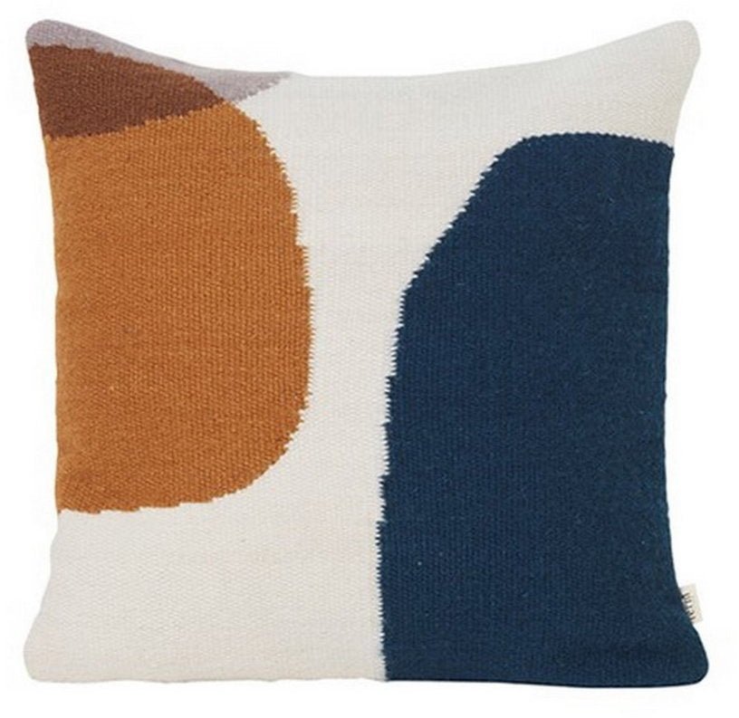 Coussin en laine bleu et orange Kelim - Ferm Living - The Cool Republic
