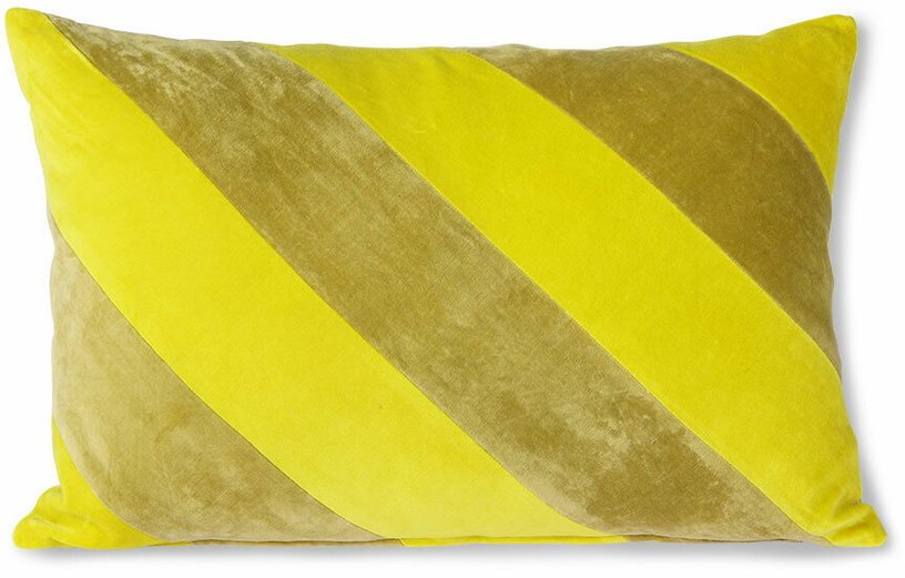 Coussin en velours rayé jaune et vert 40 x 60 cm - Hkliving - The Cool Republic