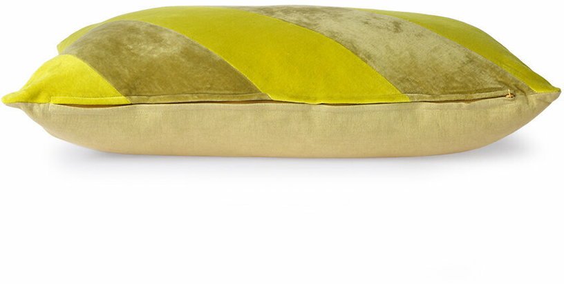 Coussin en velours rayé jaune et vert 40 x 60 cm - Hkliving - The Cool Republic