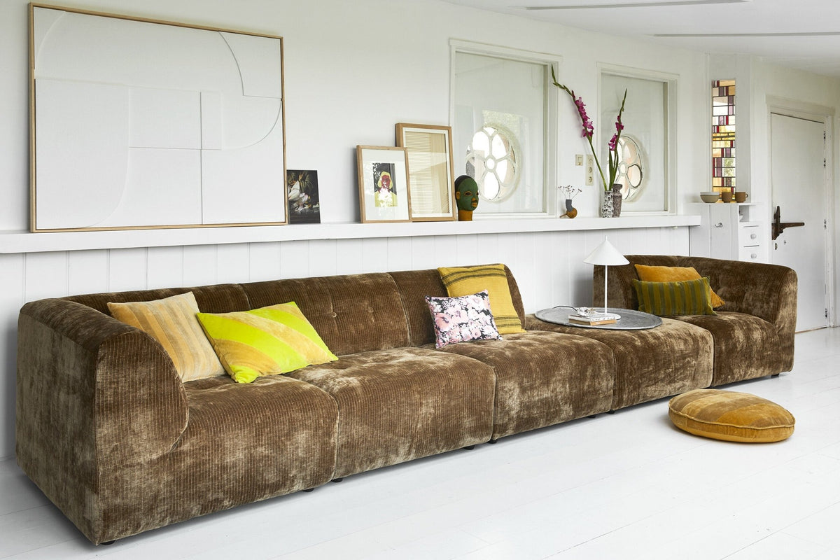 Coussin en velours rayé jaune et vert 40 x 60 cm - Hkliving - The Cool Republic