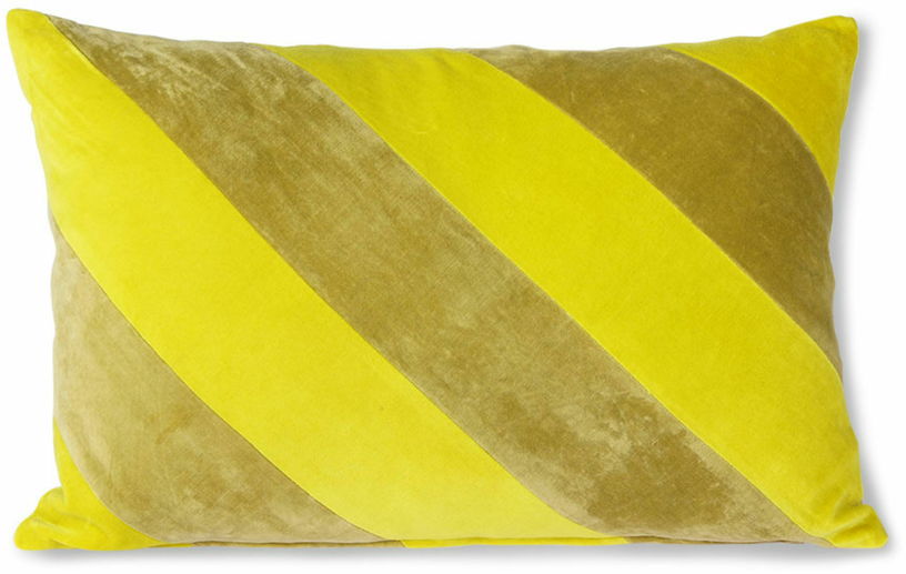 Coussin en velours rayé jaune et vert 40 x 60 cm - Hkliving - The Cool Republic