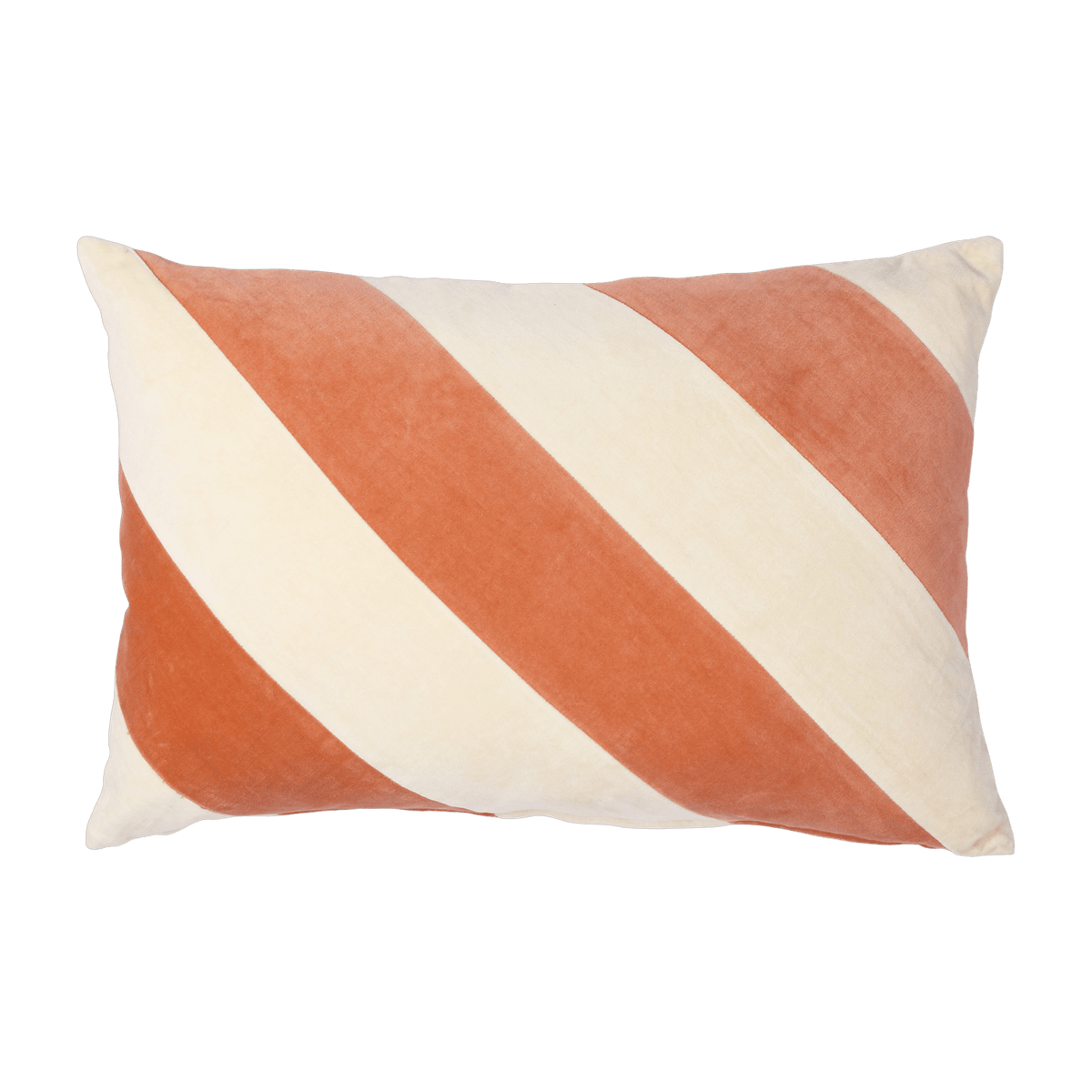 Coussin en velours rayé pêche et crème 40 x 60 cm - HKliving - The Cool Republic