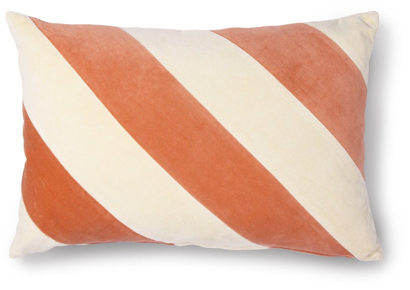 Coussin en velours rayé pêche et crème 40 x 60 cm - HKliving - The Cool Republic