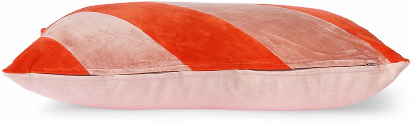 Coussin en velours rayé rose et rouge 40 x 60 cm - Hkliving - The Cool Republic