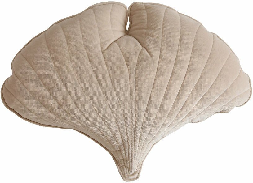 Coussin feuille de ginkgo en velours crème Ginkgo Bilboa - Moi Mili - The Cool Republic