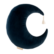 Coussin lune en éco-velours bleu nuit 36 x 32 cm Pierrot - Nobodinoz - The Cool Republic
