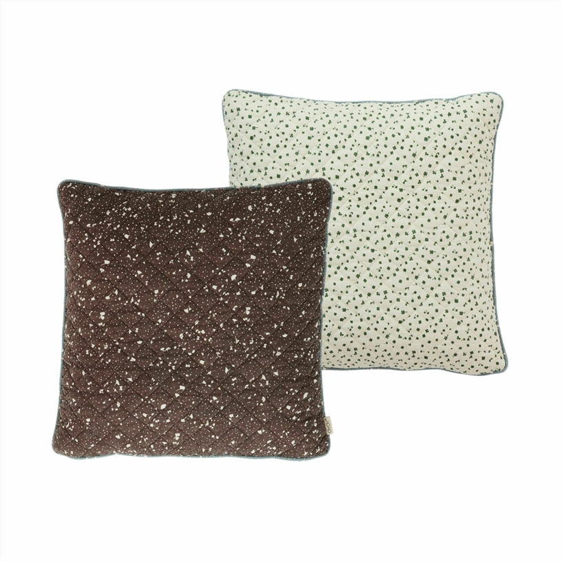 Coussin marron et beige Aya Quilted - OYOY - The Cool Republic