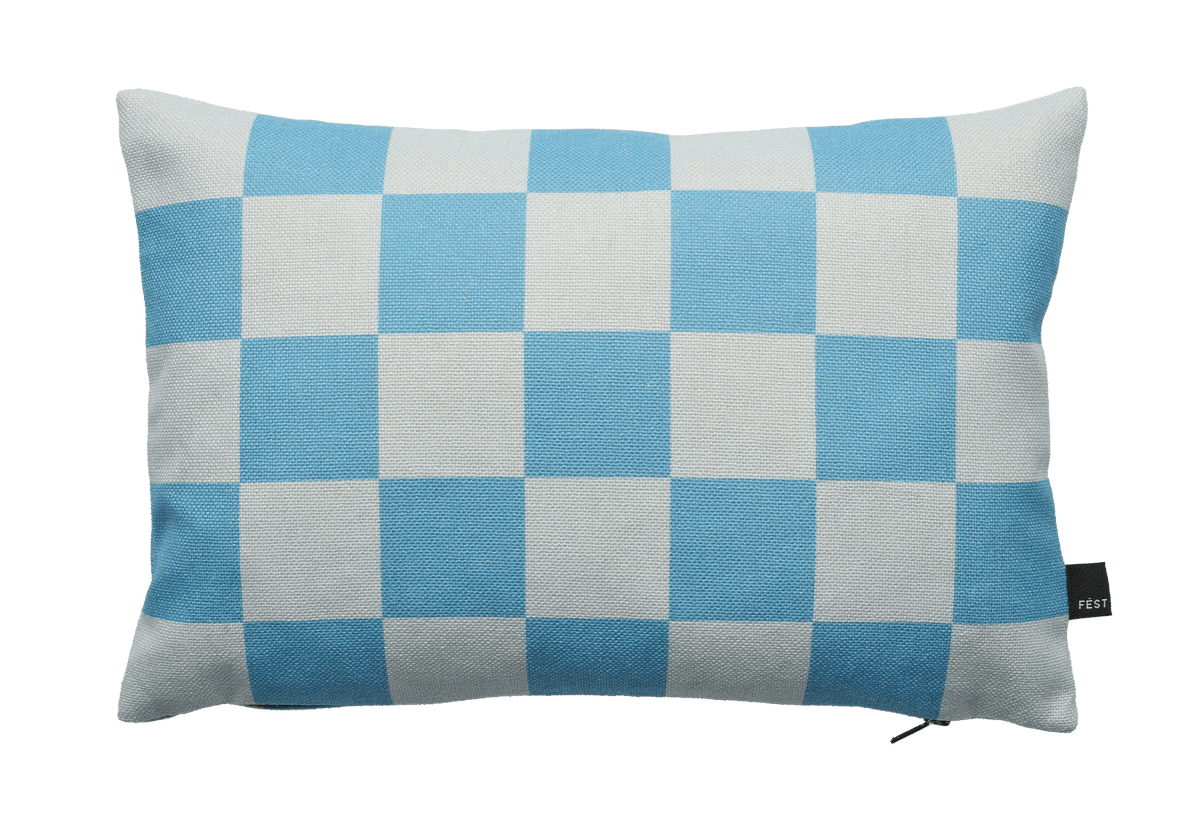 Coussin rectangulaire à carreaux en tissu bleu 30x45cm Striped - Fest Amsterdam - The Cool Republic