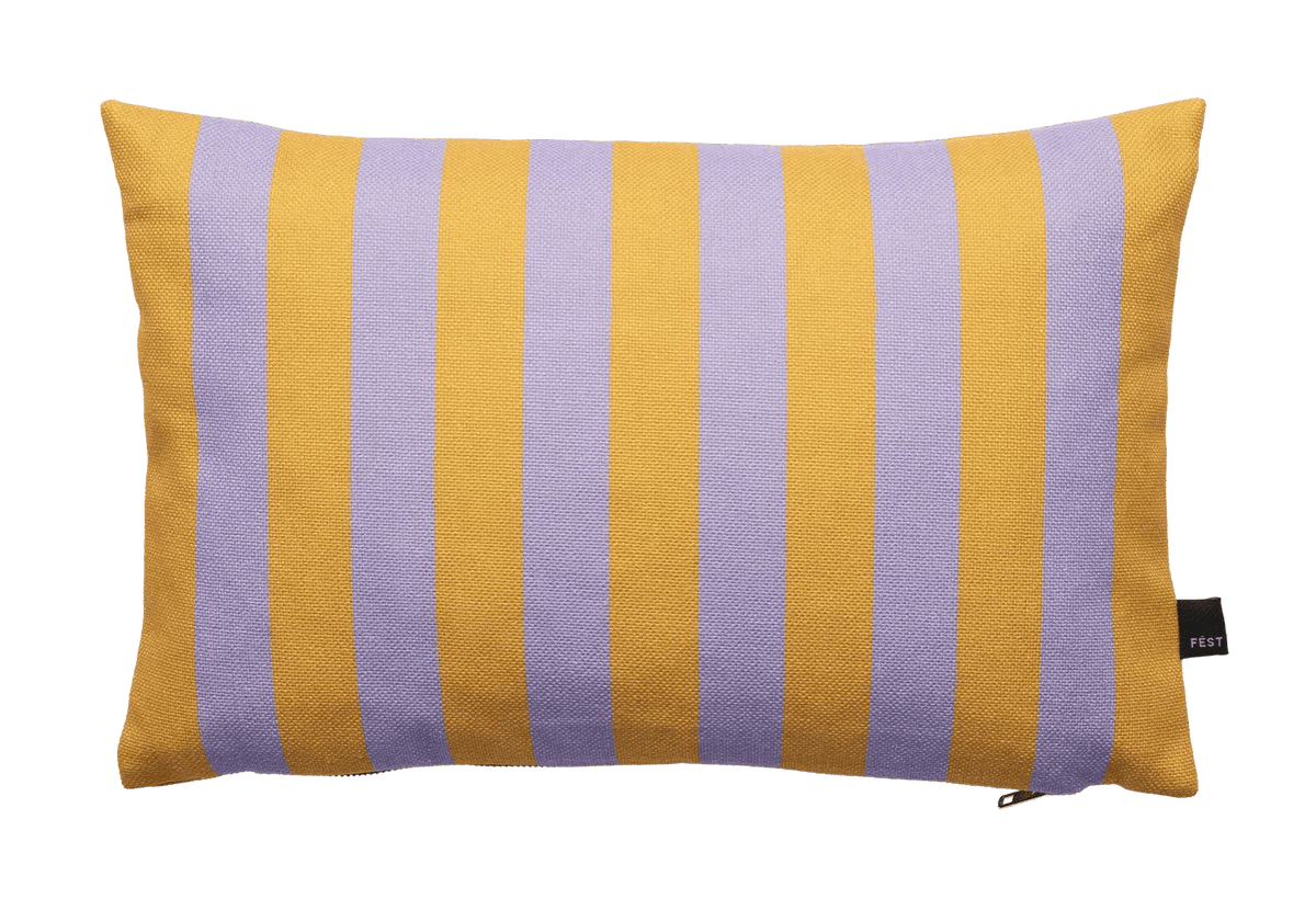 Coussin rectangulaire à rayures en tissu orange et violet 30x45cm Striped - Fest Amsterdam - The Cool Republic
