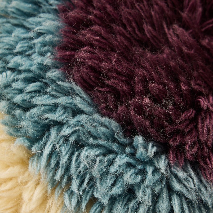 Coussin rond en laine bleu et violet 40cm eye catcher Fluffy - HKLiving - The Cool Republic