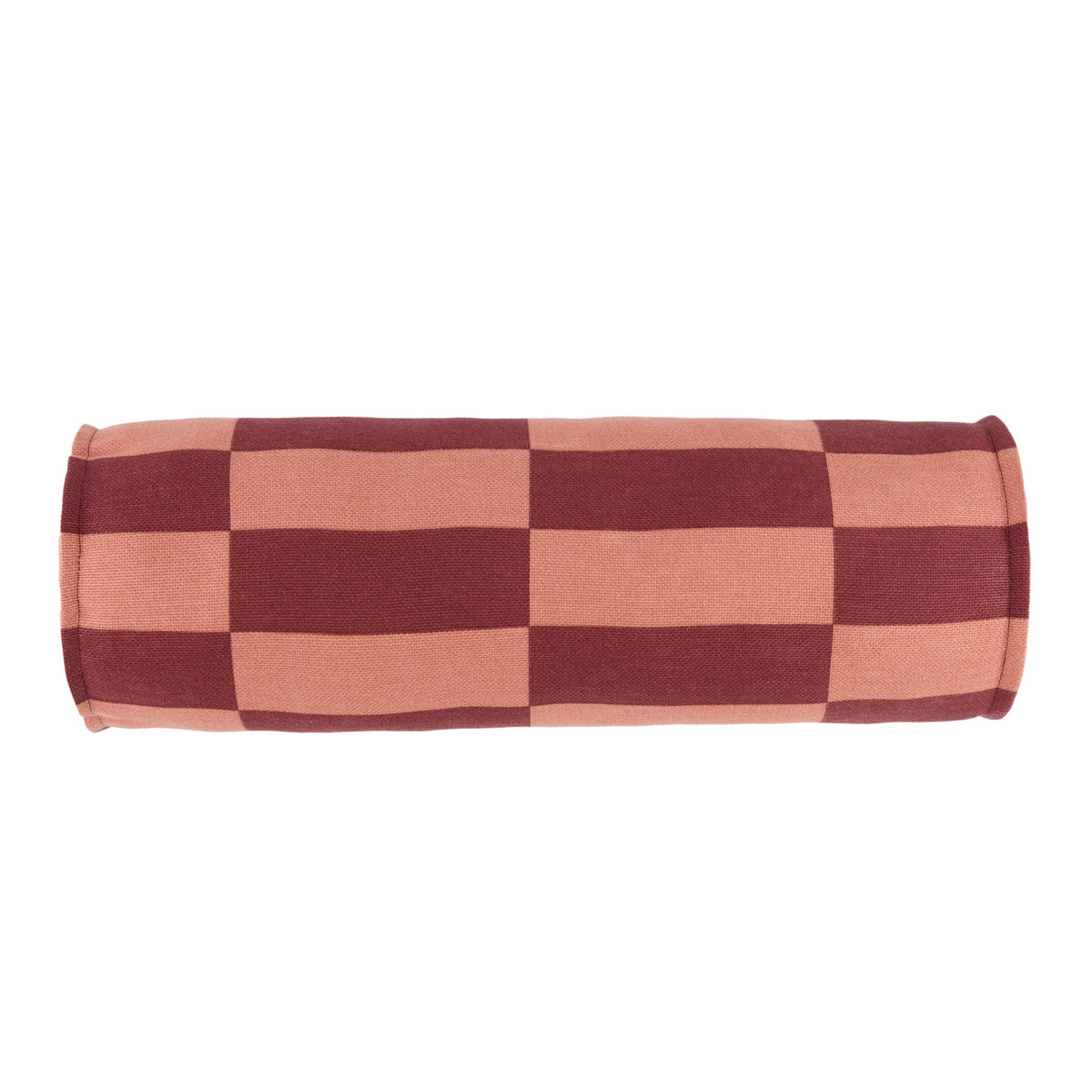 Coussin traversin en coton à carreaux rouge 50 x 18 x 18 cm Vibes - Nobodinoz - The Cool Republic