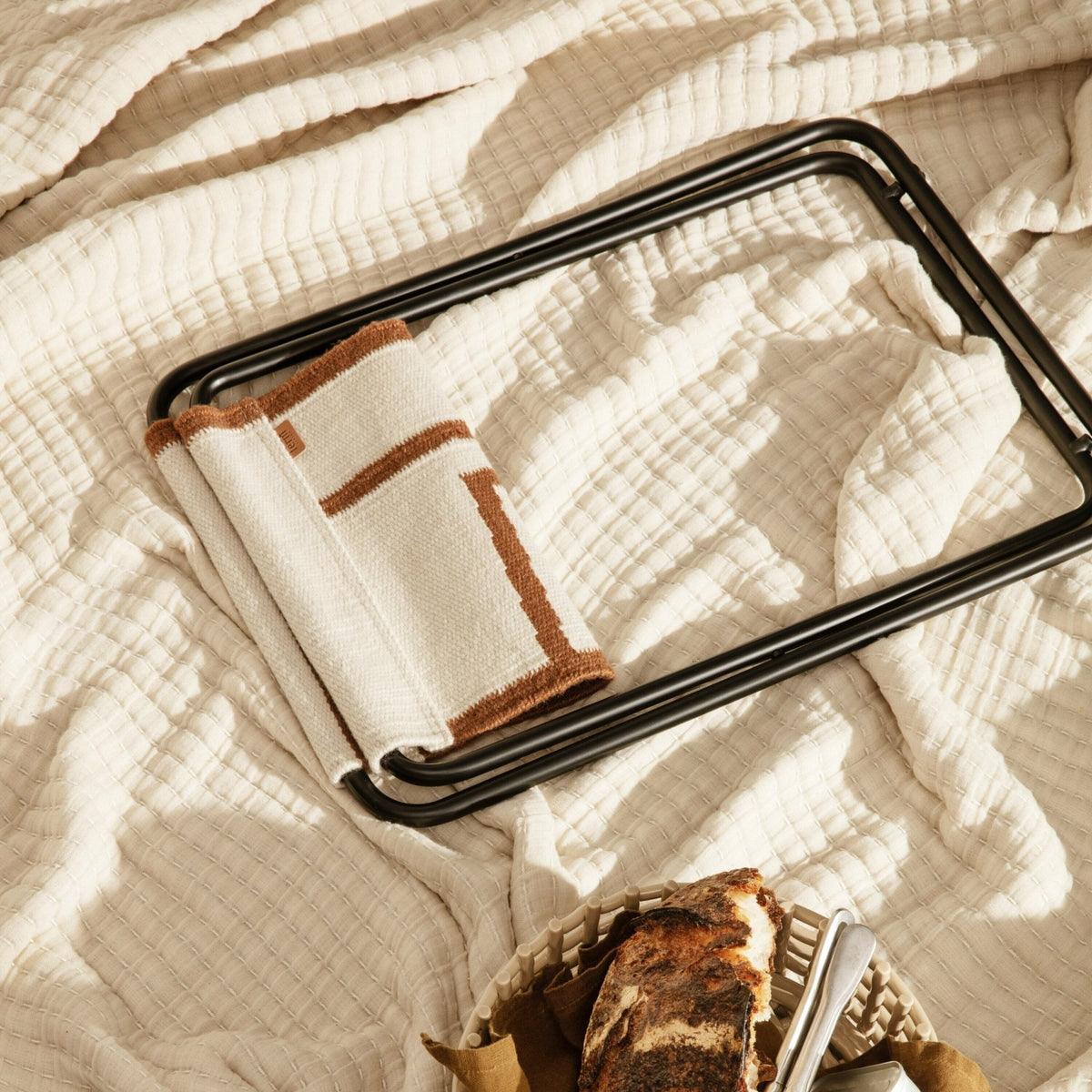 Sand color cotton bedspread 240 x 250 cm Daze - Ferm Living - The Cool Republic