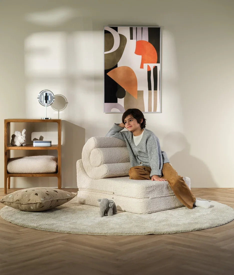 Fauteuil modulable en velours côtelé blanc cassé 78x67x57cm Flipster - Wigiwama