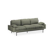 Canapé 3 places en lin vert kaki 225x95x83cm Rétro - HKLIVING
