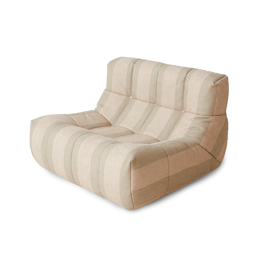 Lodge armchair in beige striped fabric 105x75cm - HKLIVING