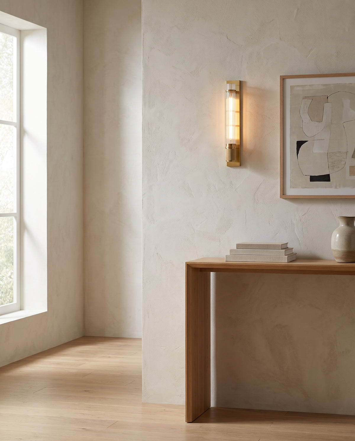 Applique murale en acier laiton vieilli 6x39cm Shaw - Hudson Valley Lighting en situation