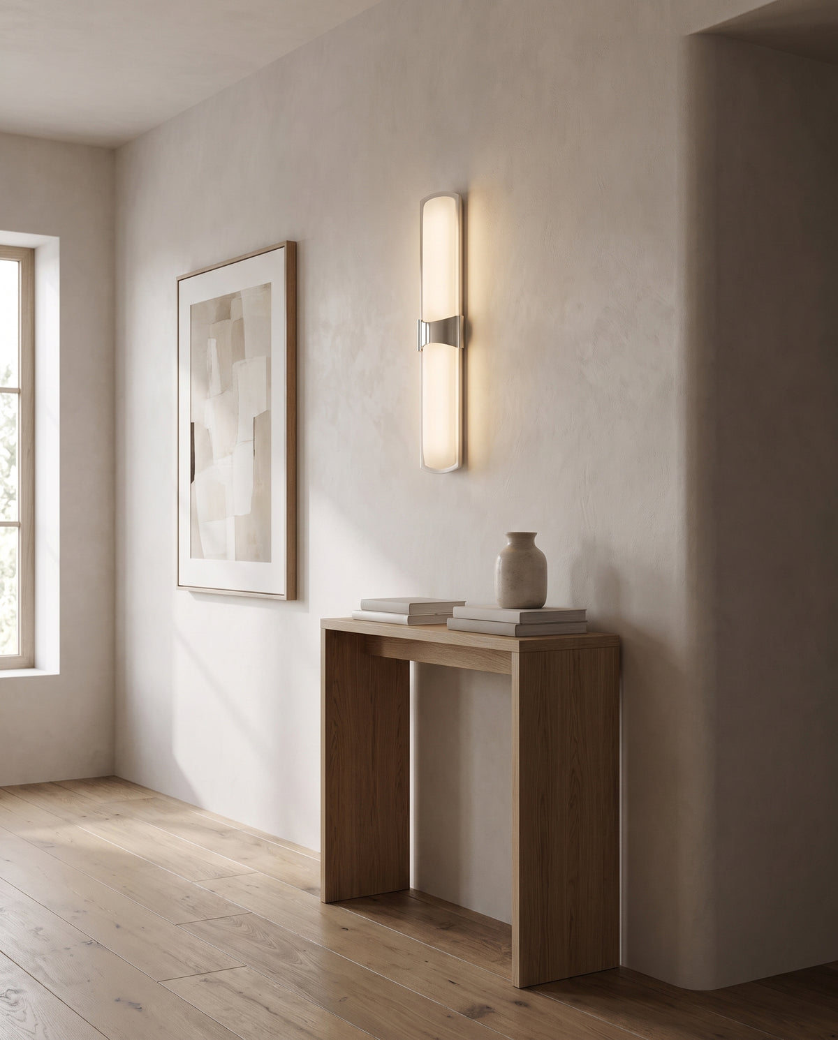 Applique murale en acier nickel poli 12x66cm Valencia - Hudson Valley Lighting en situation