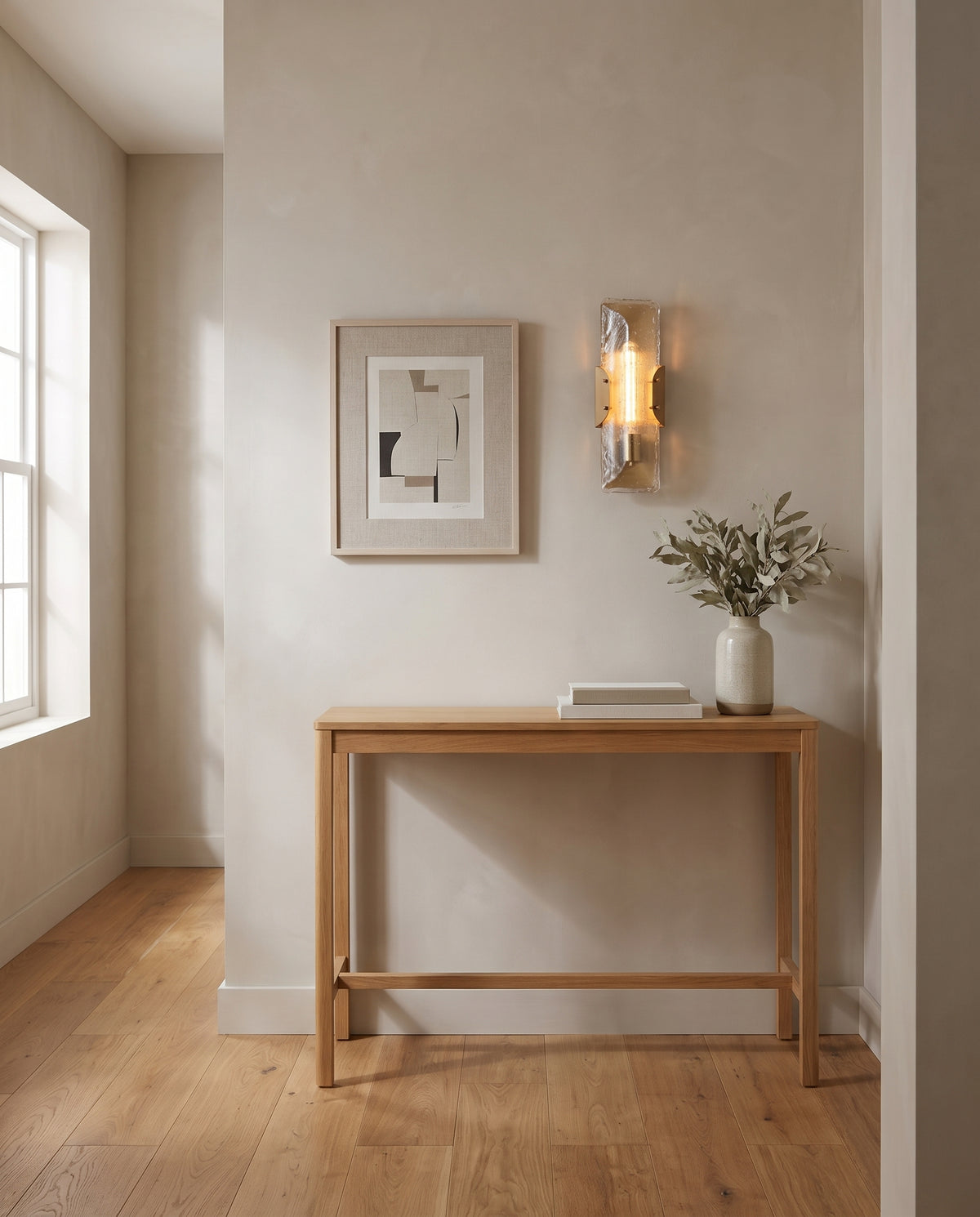 Applique murale en acier laiton patiné 16x44cm Nordic - Troy Lighting en situation