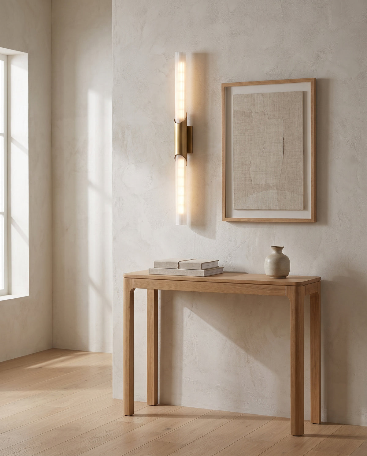 Applique murale en acier laiton vieilli 7x67cm Pylon - Hudson Valley Lighting en situation