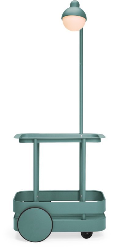 Desserte avec lampadaire en aluminium vert sauge 78 x 55 cm Jolly Trolley - Fatboy - The Cool Republic