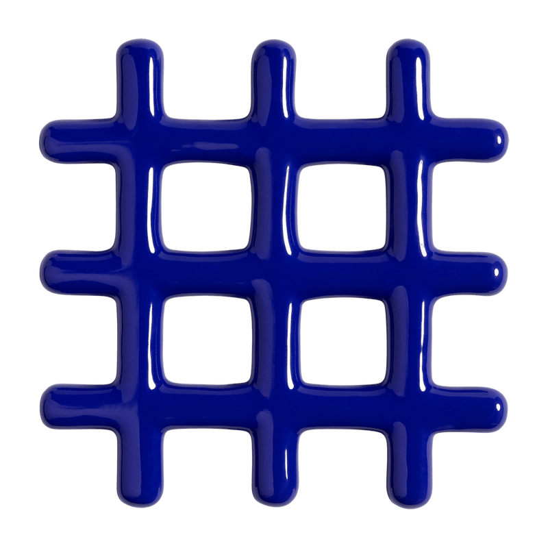Blue ceramic trivet 19 cm Grille - &Klevering - The Cool Republic