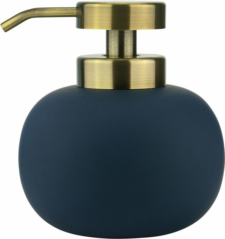 Distributeur de savon en céramique bleu nuit H13 cm Lotus - Mette Ditmer - The Cool Republic