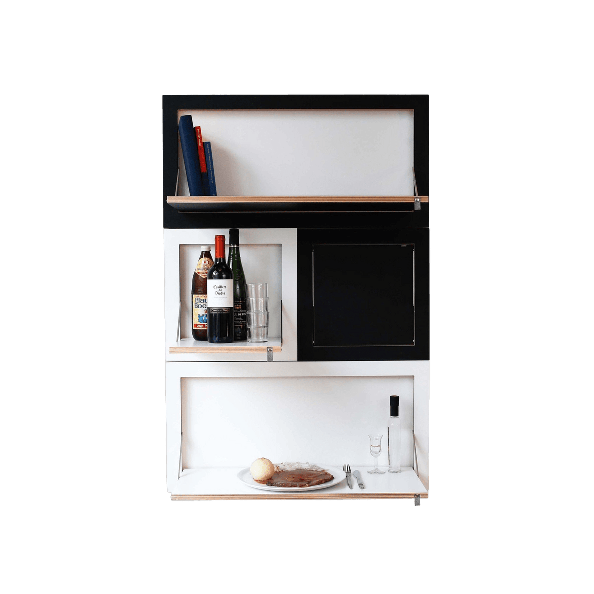 Double étagère murale en bouleau noir 40x18x80cm Fläpps - Ambivalenz - The Cool Republic