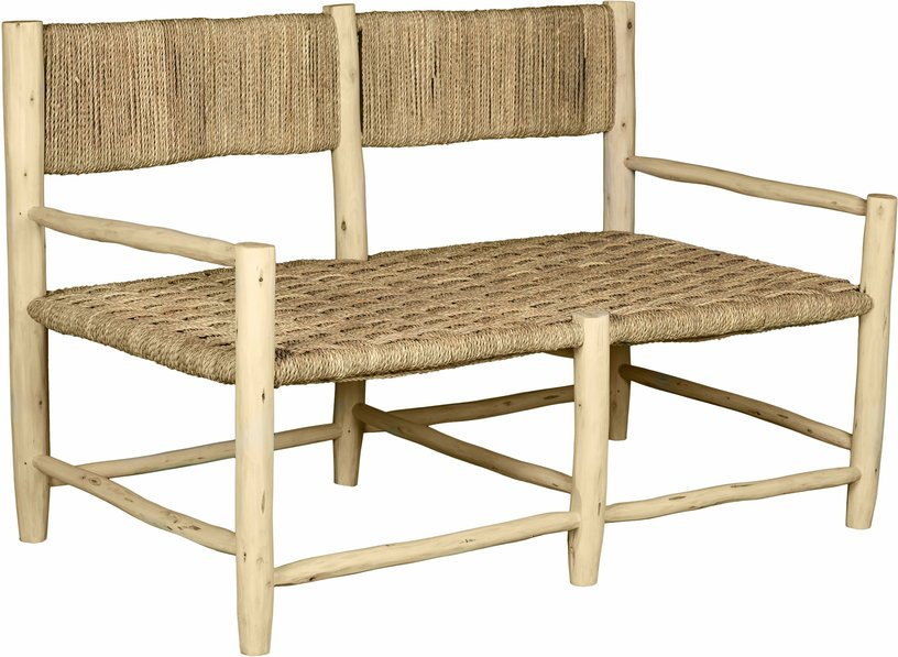 Double fauteuil en bois brut tressé en feuille de palmier avec accoudoirs - Cosydar - The Cool Republic