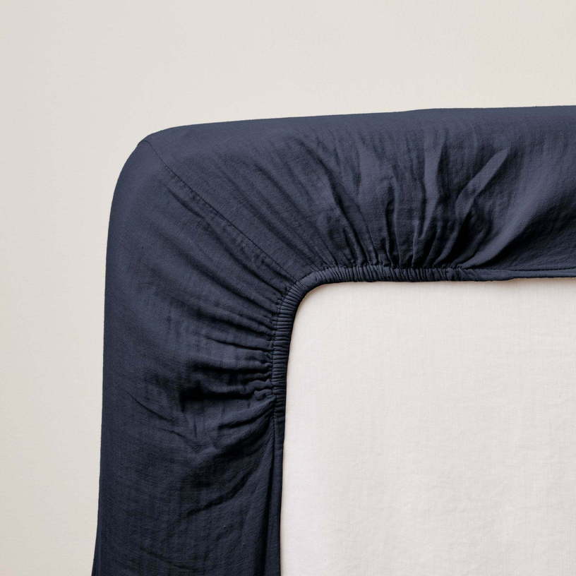 Drap Housse Bleu Encre 160 x 200 cm Lou - Madura - The Cool Republic