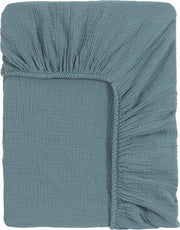 Drap housse en gaze de coton bleu 180 x 200 cm - The Cool Republic - The Cool Republic
