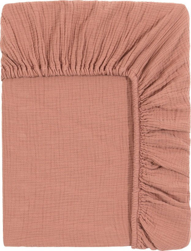 Drap housse en gaze de coton framboise 160 x 200 cm - The Cool Republic - The Cool Republic