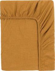 Drap housse en gaze de coton moutarde 180 x 200 cm - The Cool Republic - The Cool Republic