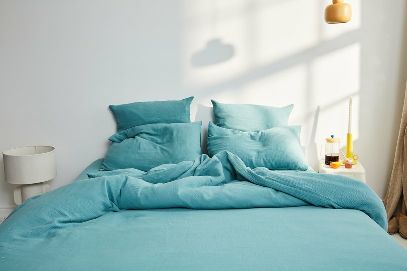Drap housse en gaze de coton turquoise 140 x 200 cm - The Cool Republic - The Cool Republic