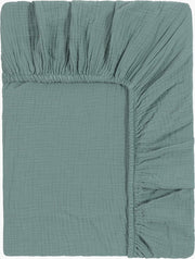 Drap housse en gaze de coton turquoise 180 x 200 cm - The Cool Republic - The Cool Republic