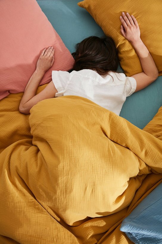 Drap housse en gaze de coton turquoise 180 x 200 cm - The Cool Republic - The Cool Republic