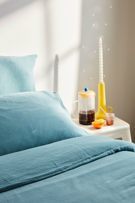 Drap housse en gaze de coton turquoise 180 x 200 cm - The Cool Republic - The Cool Republic