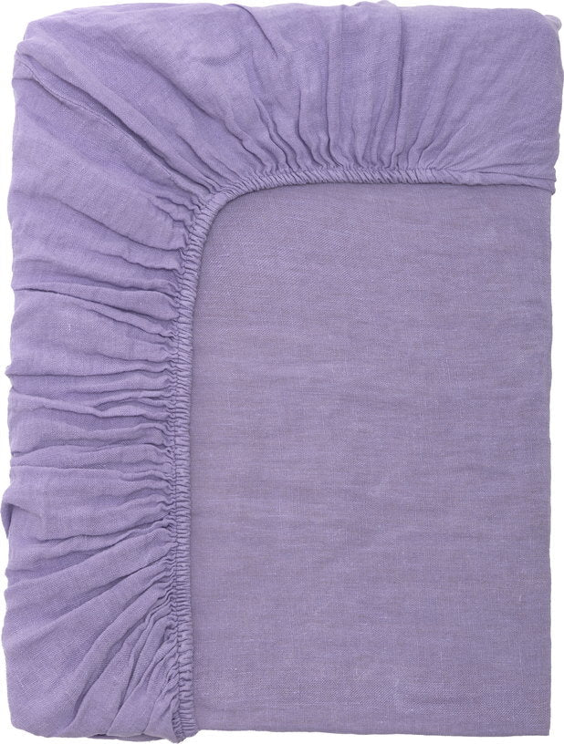 Drap housse en lin lavé lavande 160 x 200 cm - The Cool Republic - The Cool Republic