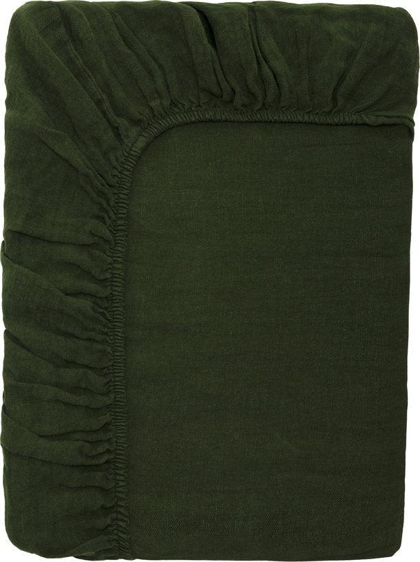 Drap housse en lin lavé sapin 90 x 200 cm - The Cool Republic - The Cool Republic