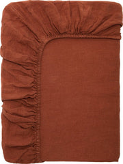 Drap housse en lin lavé terracotta 90 x 200 cm - The Cool Republic - The Cool Republic