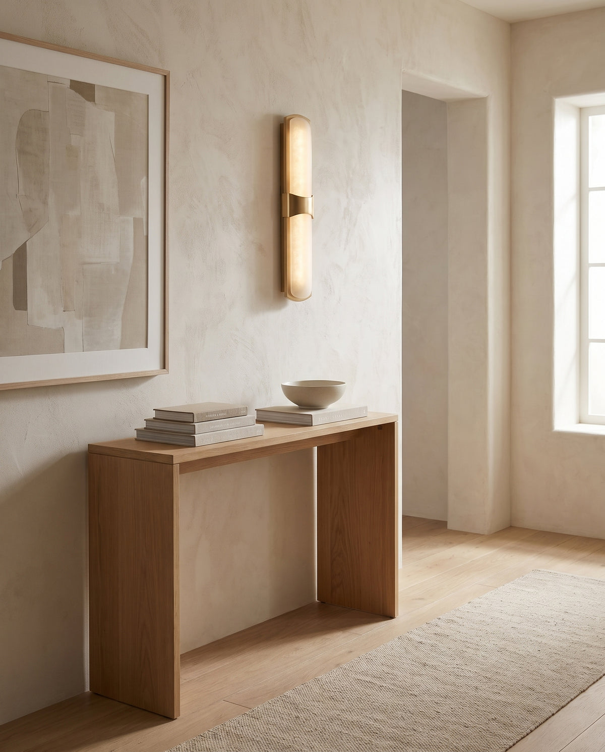 Applique murale en acier laiton vieilli 12x66cm Valencia - Hudson Valley Lighting en situation