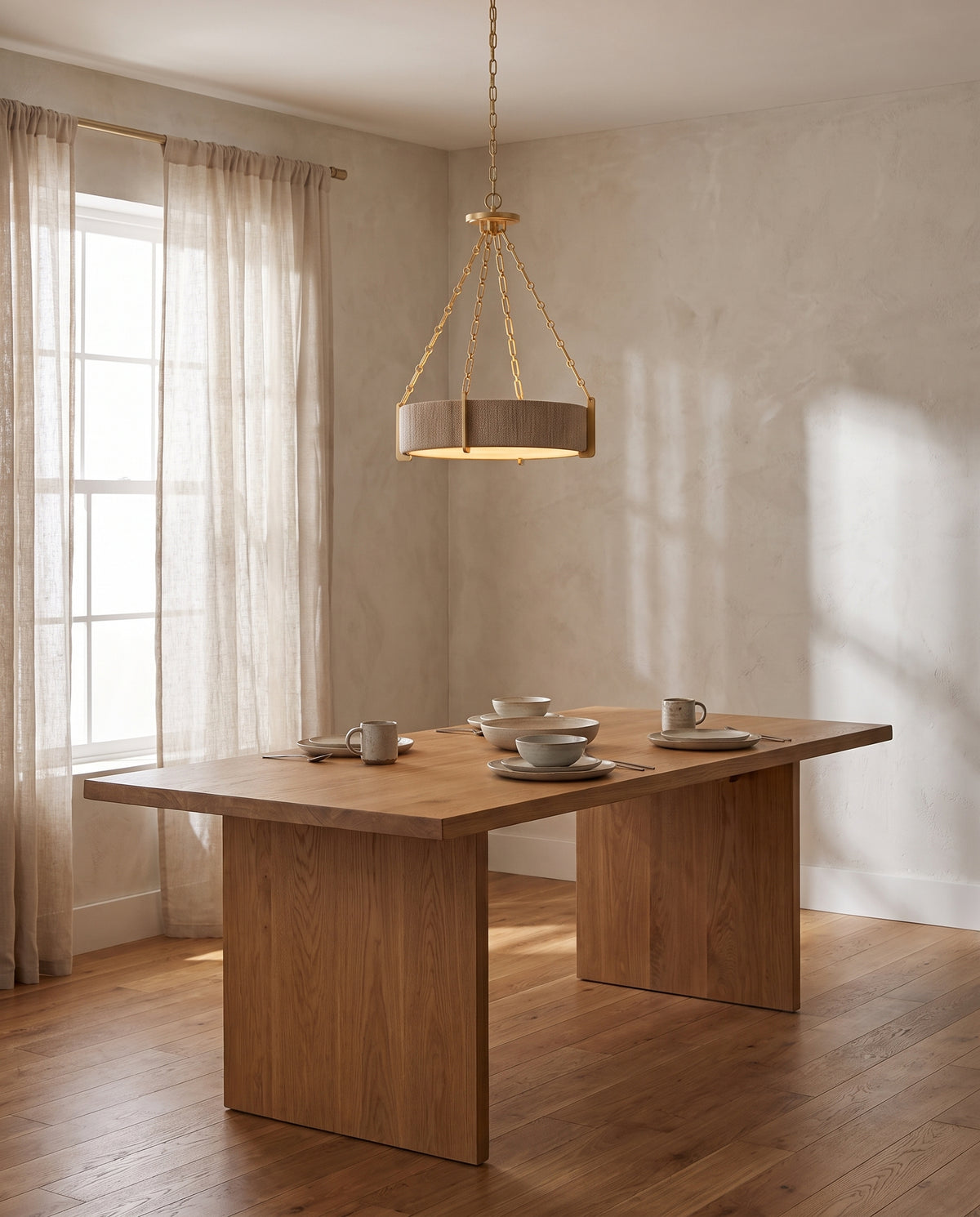 Suspension en fer feuille d'or 56x16cm Quebec - Hudson Valley Lighting en situation