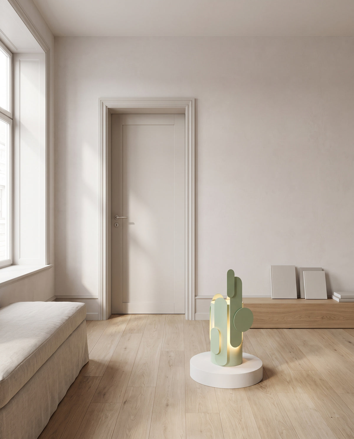 Vase sculptural en métal et verre vert céladon 30cm Toty - Mademoiselle Jo en situation