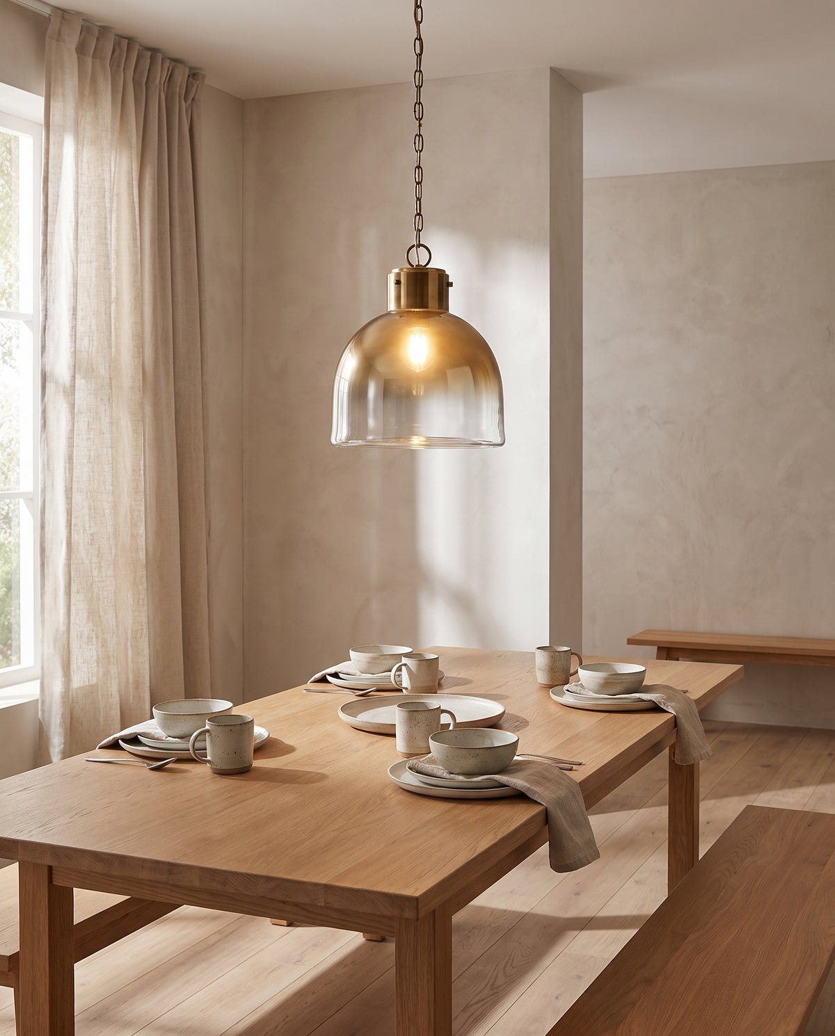 Suspension en acier laiton patiné 40x48cm Beryl - Troy Lighting en situation