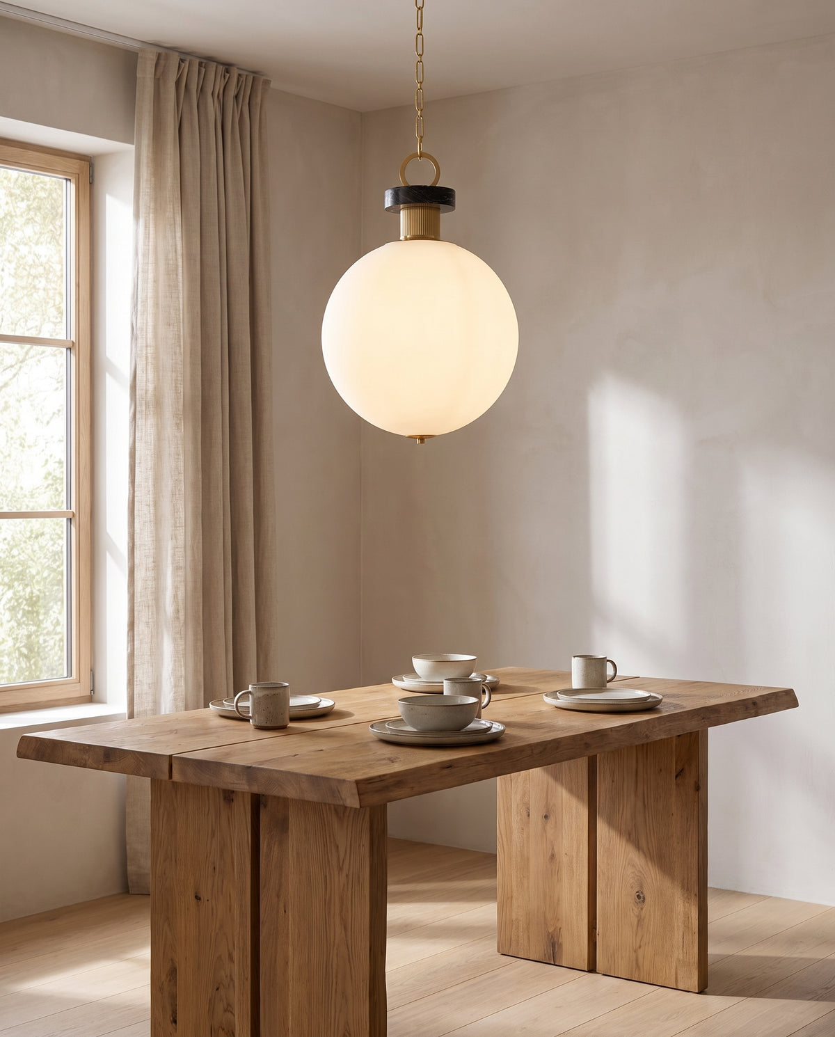Suspension en acier laiton ancien 46x70cm Haru - Hudson Valley Lighting en situation