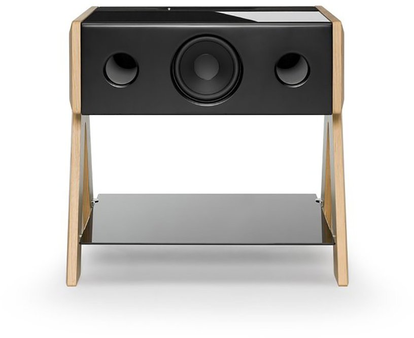 Enceinte noire avec pieds en chêne Cube - La Boite concept - The Cool Republic