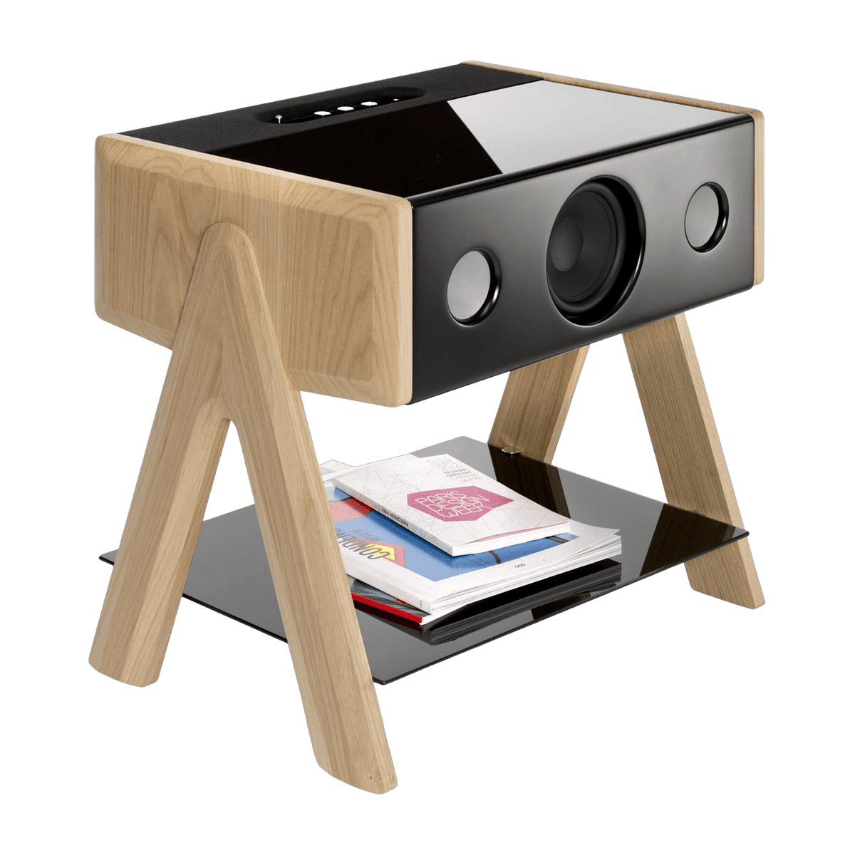 Enceinte noire avec pieds en chêne Cube - La Boite concept - The Cool Republic