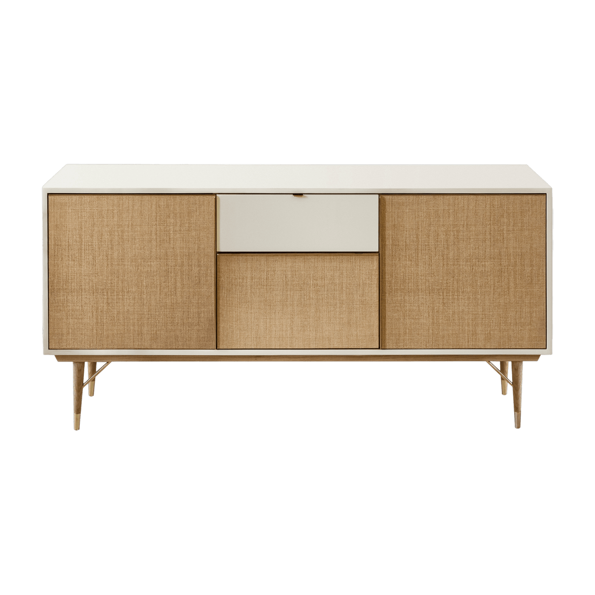 Enfilade laquée ivoire et fibre naturelle 160 cm Capri - RED Edition - The Cool Republic