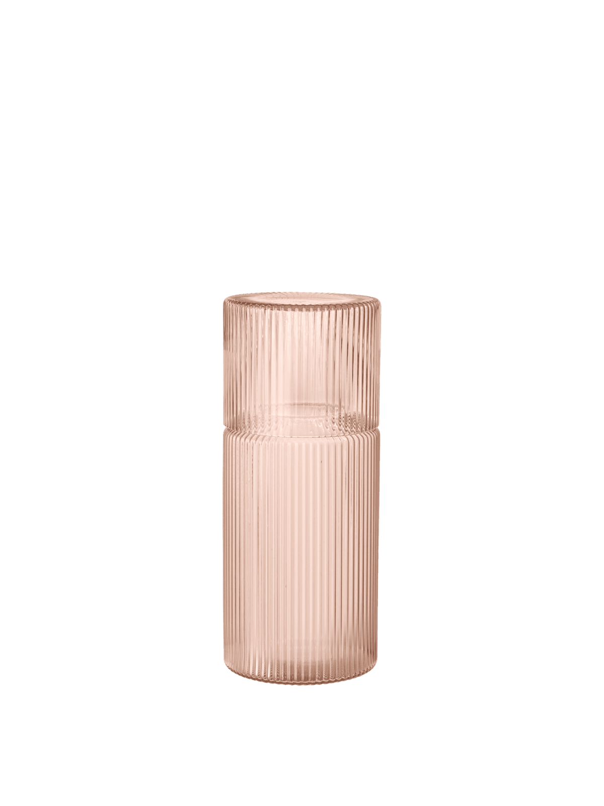 Ripple recycled pink blown glass carafe and glass set - Ferm Living - The Cool Republic